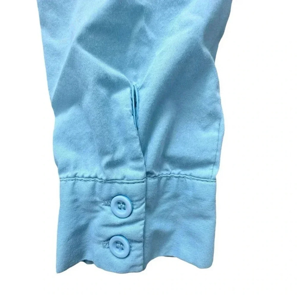 Women's Size Small Long Sleeve Button Down Shirt Blouse Blue business casual - Picture 3 of 8